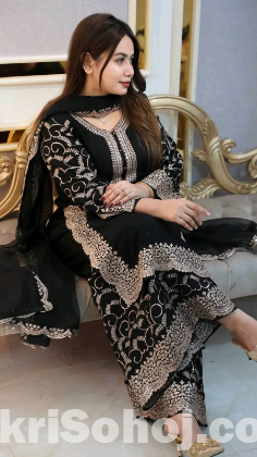 Premium Soft Jorjet With sequence embroidery Three Piece